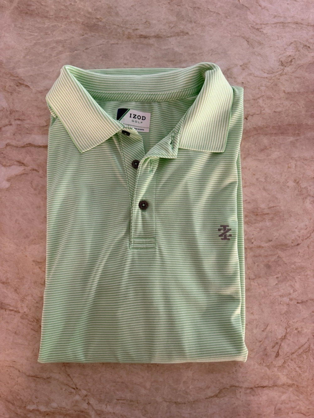 Izod Light Green Striped Men's Polo